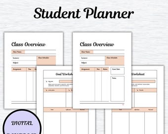 Studenten-Plan | Druckbarer Akademischer Planer | Schule & College Studienveranstalter | Druckbarer Studentenplaner PDF | Sofort Download