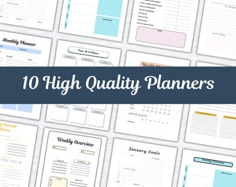 Planer-Bundle | 10 druckbare Planer und Journals | Täglich, Wöchentlich, Monatlich, Jährlich Organizer Set | Druckbares Planer-Bundle PDF