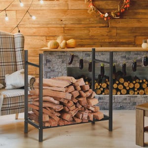 Firewood Holder Log Rack – Heavy-Duty Metal Wood Storage for Outdoor, Porch & Indoor Use