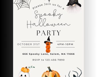Spooky Halloween Party Invitation – Editable Canva Template | Instant Download