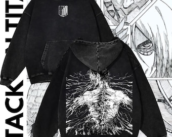 Felpa con cappuccio grafica Attack on Titan Eren Yeager, abbigliamento streetwear anime oversize
