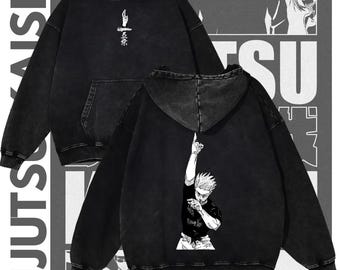 Gojo Satoru Jujutsu Kaisen Hoodie, Oversized Anime Streetwear