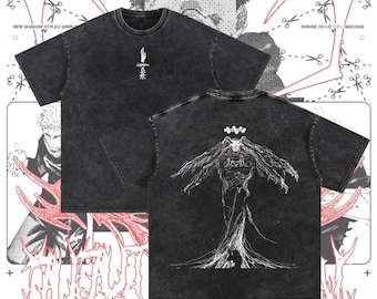 Jujutsu Kaisen Angel Graphic Tee, Oversized Acid Wash Anime Streetwear Shirt