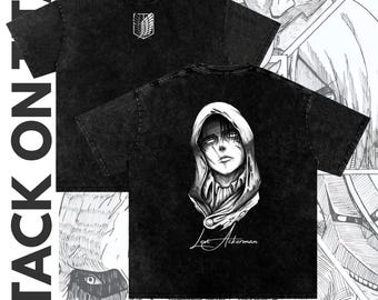 Attack on Titan Hoodie, Levi Ackerman Graphic, Acid Wash Anime Streetwear