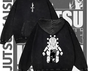 Jujutsu Kaisen Sukuna Graphic Hoodie, Oversized Anime Streetwear