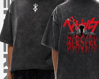 Berserk Graphic T-Shirt – Snow Wash Cotton, Anime Streetwear