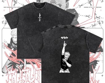 Anime-T-shirt Gojo Satoru Jujutsu Kaisen Acid Wash, oversized streetwear-T-shirt