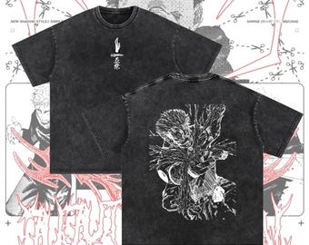 Jujutsu Kaisen acid wash graphic T-shirt, manga streetwear T-shirt