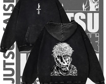 Jujutsu Kaisen Oversized Hoodie, Yuji Itadori Sukuna Graphic, Anime Streetwear