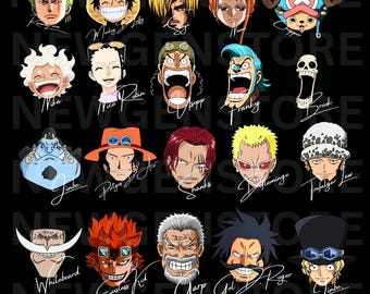 One Piece Anime Character Faces Bundle, Ready to Print (Digital Download)
