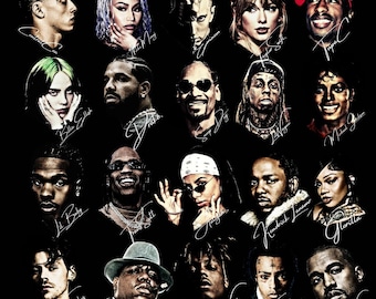 Rappers T-shirtontwerpbundel: hiphop, png en svg, streetwear-kunst (digitale download - alleen voor persoonlijk gebruik)