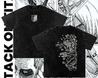 Maglietta oversize Attack on Titan, grafica Eren, maglietta anime unisex