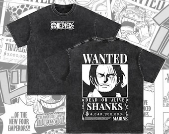 One Piece Shanks Wanted Poster T-Shirt: Loose Fit, 100% Cotton, Summer Streetwear