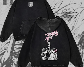 Felpa con cappuccio di Eren e Mikasa di Attack on Titan, felpa anime AOT, felpa di Eren Yeager, felpa di Mikasa Ackerman, streetwear anime, regalo per fan degli anime