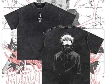 T-shirt Gojo Satoru Jujutsu Kaisen lavaggio acido, maglietta Manga Anime Streetwear
