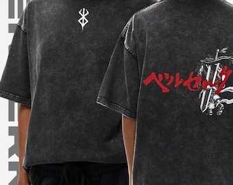 Berserk Anime Graphic T-Shirt – Snow Wash Cotton, Oversized Streetwear