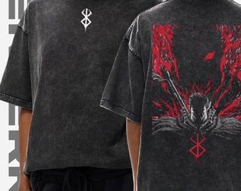 Berserk Anime Graphic T-Shirt – Snow Wash Cotton, Unisex Streetwear