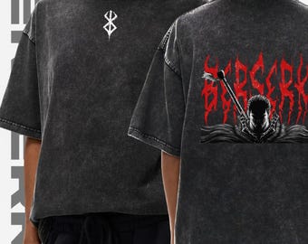 Berserk Graphic T-Shirt – Snow Wash Cotton, Dark Fantasy Manga