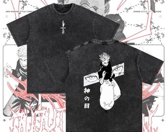 Gojo Satoru-manga-shirt, jujutsu Kaisen-streetwearshirt met acid wash