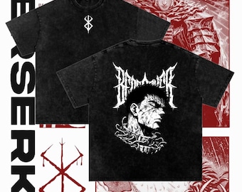 Berserk Anime T-Shirt: Acid Wash Oversized Guts Manga Tee