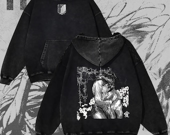 Felpa con cappuccio di Eren e Mikasa di Attack on Titan, felpa anime AOT, felpa di Eren Yeager, felpa di Mikasa Ackerman, streetwear anime, felpa con cappuccio lavata, AOT