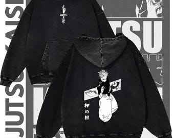 Gojo Satoru Anime Hoodie, Jujutsu Kaisen Graphic, Oversized Streetwear