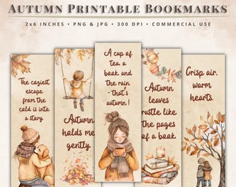 Cozy Fall Bookmark PNG, Cute Printable Autumn Bookish Design, Cozy Reader Digital Download for Book Lovers