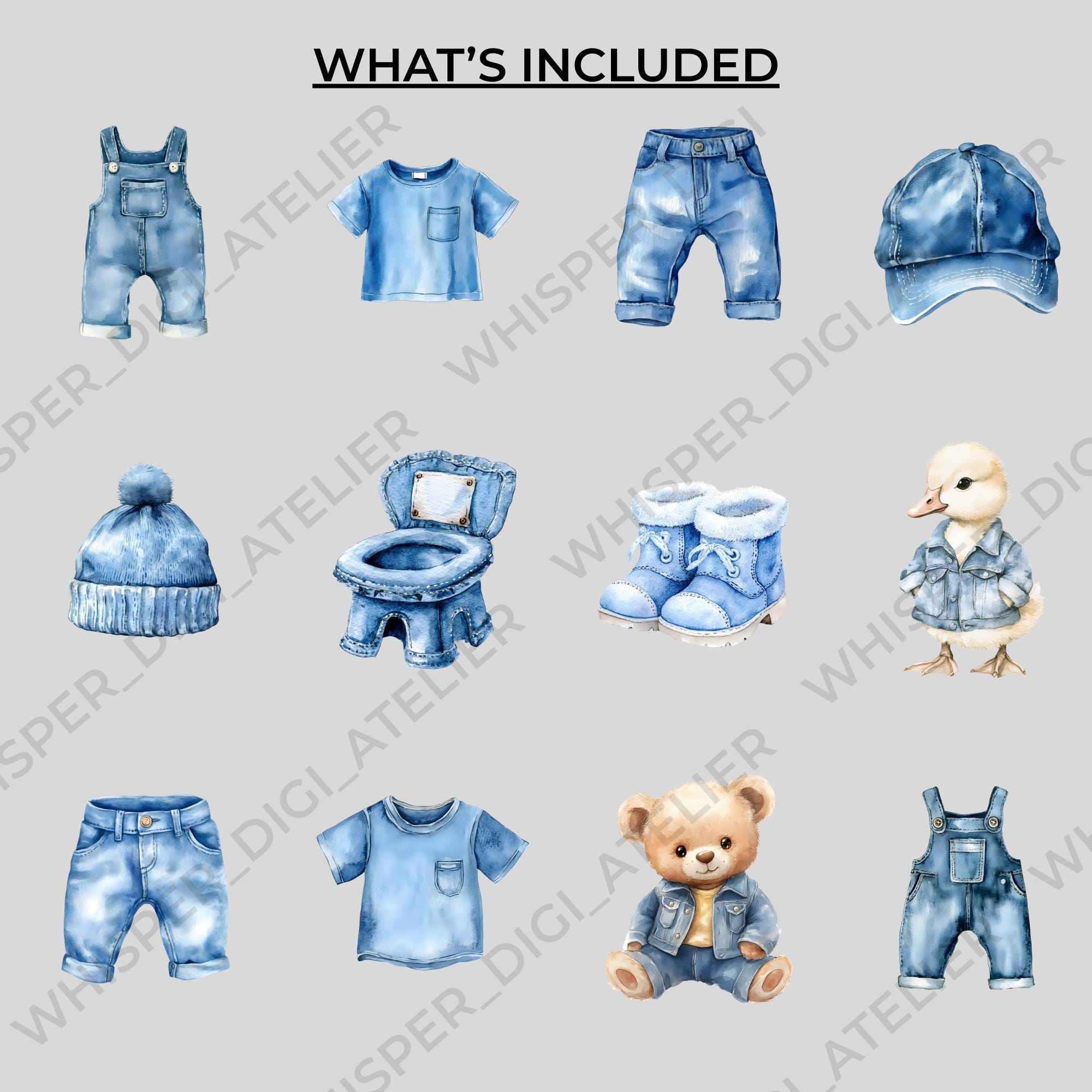 Blue Jean Baby Clipart Set | Denim Baby Shower PNG | Country Boy Baby ...