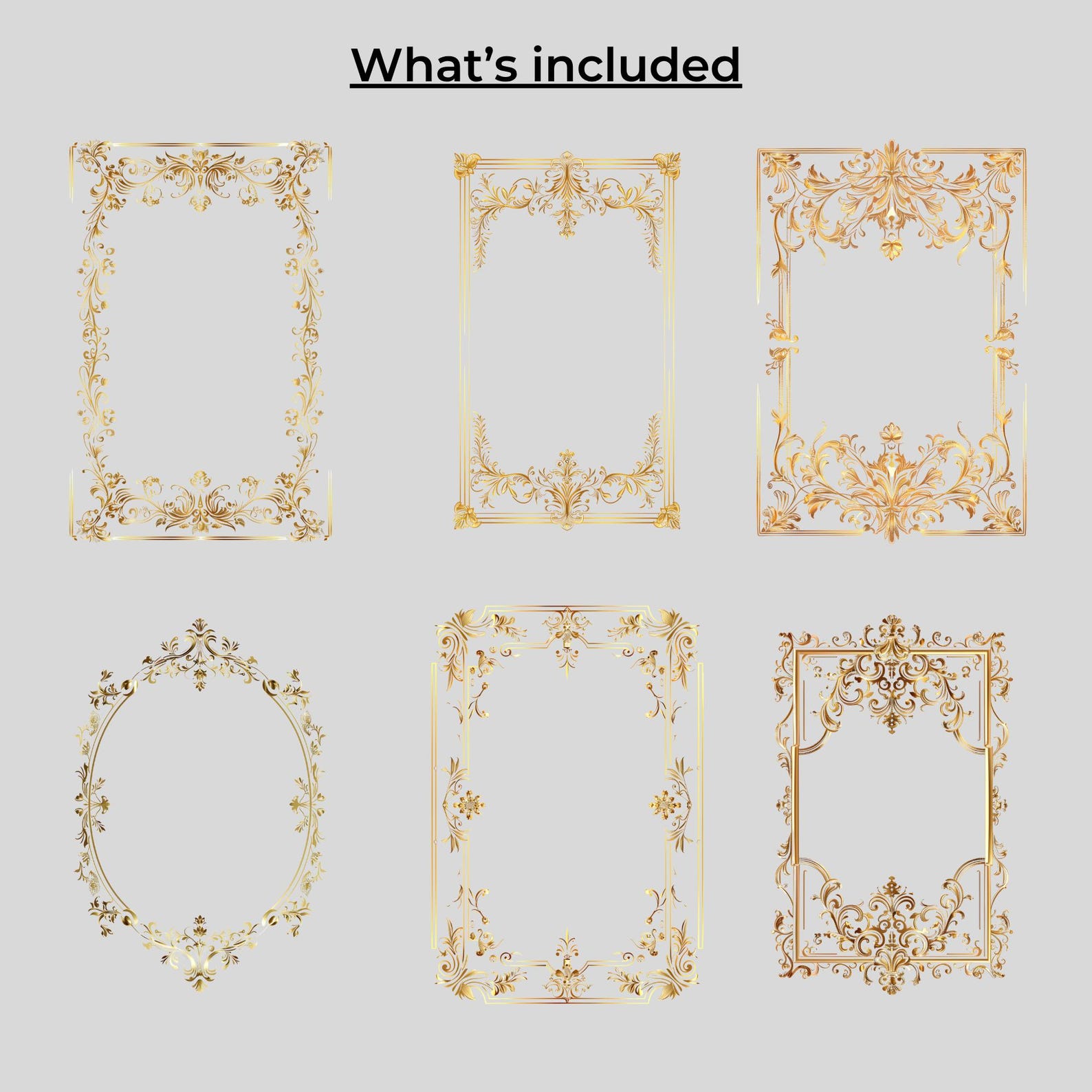 Gold Vintage Frames Clipart Set | Ornate Antique Borders & Oval Frames ...