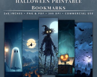 Halloween Bookmark PNG, Cute Digital Download, Printable Spooky Bookmarks for Book Lovers, Fall Vibes