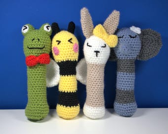 Animal Rattles Crochet Pattern | 4 Amigurumi Toys | PDF Download
