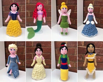 Princess Crochet Patterns | 8 Amigurumi Dolls | PDF Download