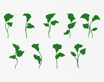 Diseño de bordado de hojas verdes, Diseño de bordado de hojas, Diseño de bordado de manojo de hojas, Archivos de diseño de bordado a máquina de vegetación, 6 tamaños