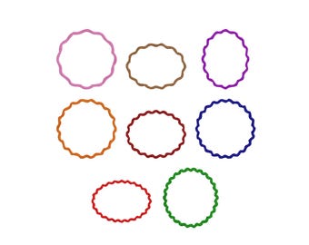 Cocktail Napkin Frame Embroidery, Scalloped Border Bundle Embroidery, Frame Outline Design, Shape Embroidery File Frame For Monogram,7 Sizes