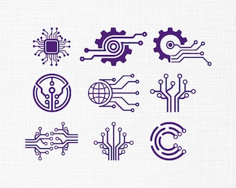 Circuit Board Embroidery Design, Circuit Board Elements Bundle Embroidery, Electronics Engineer, Green Technology Machine Files, 6 Sizes