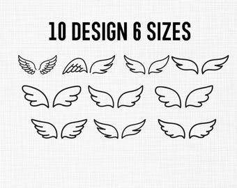 Cute Angel Wing Outline Bundle Embroidery Design, Angel Embroidery Design, Memorial Wings, Heaven, Remembrance Wings, Machine Design,6 Sizes