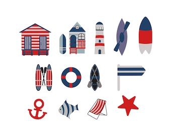 Diseños de bordado náutico, diseños de bordado costero, diseño de bordado con elementos de playa y océano, bordado náutico de verano a máquina, 5 tamaños