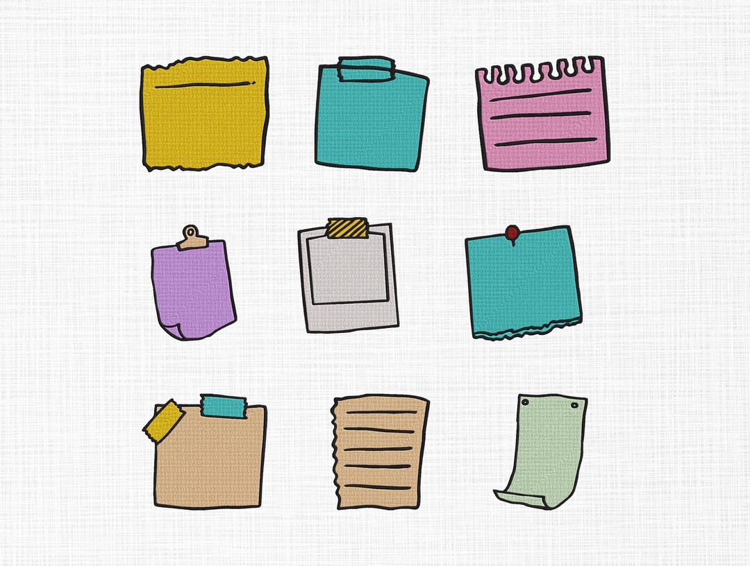 Sticky Note Embroidery Design, Template for Your Own Notepad, Real ...