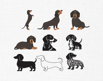 Dachshund Dog Bundle Embroidery Design,  Dachshund Pet Animals Embroidery Design, Dog Lover Set Machine Embroidery Design Files, 5 Sizes