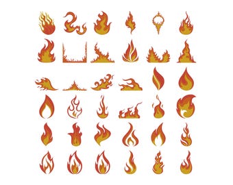 Fire Flames Bundle Embroidery Design, Fire Embroidery, Flames Embroidery, Camp Fire Files, Fireball Machine Embroidery Design Files, 6 Sizes