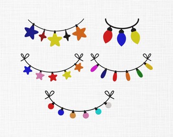 Diseño de bordado de luces navideñas y estrellas, adornos navideños bordados a máquina, marco de luces. Bordado de luces navideñas, 6 tamaños.