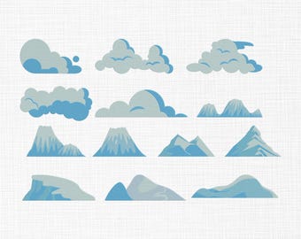 Clouds and Mountains Set Embroidery Design, Snowy Clouds Embroidery, Snowy Mountains Design, Winter Machine Embroidery Design Files, 3 Sizes