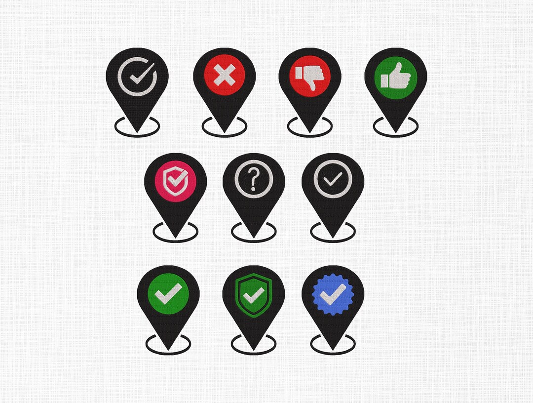 Modern Map Location Pointer Icons Embroidery Design, Confirmation and ...