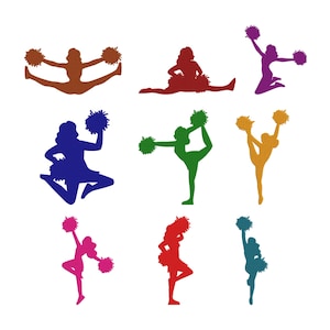 Cheer Girls Bundle Embroidery Design, Cheerleader Embroidery Design, Cheerleader Silhouette Embroidery, Machine Embroidery Design, 6 Sizes