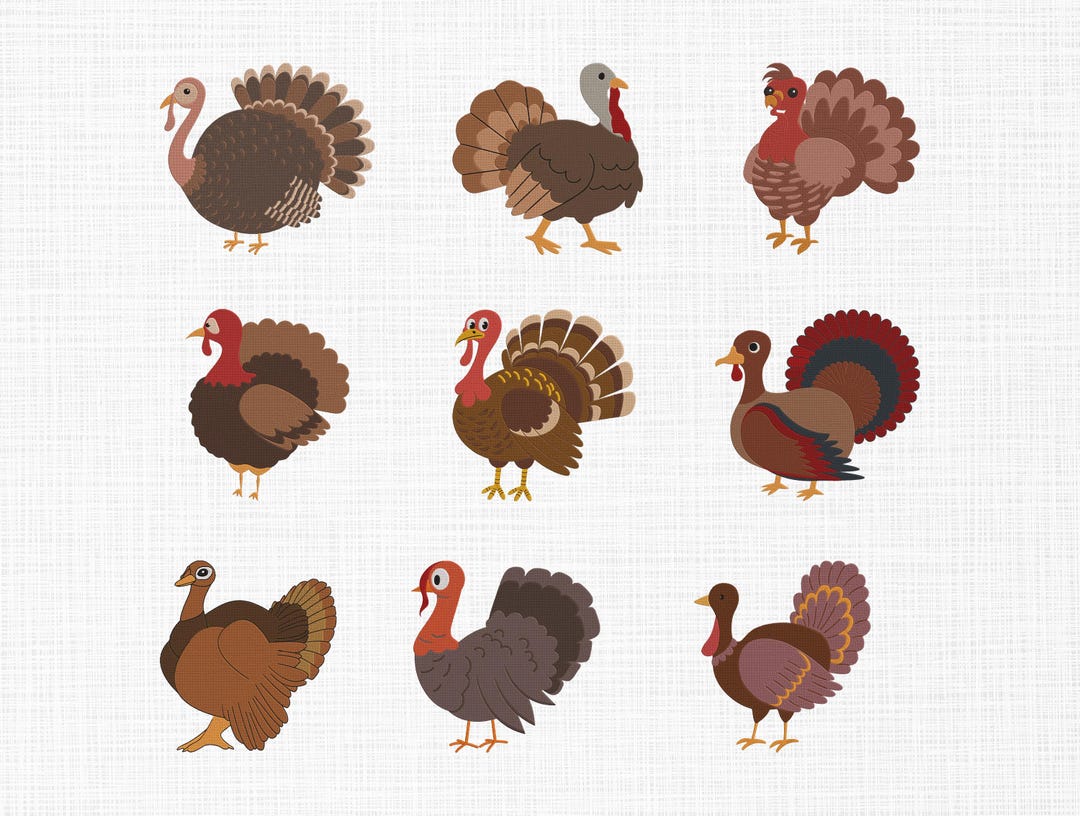 Turkey Embroidery Design, Realistic Turkey Bundle Embroidery Design ...