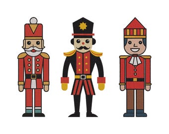 Nutcracker Embroidery Design, Christmas Nutcracker Embroidery, Holiday Characters Pattern, Machine Embroidery Design Files, 5 Sizes