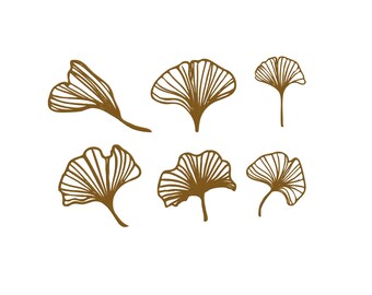 Ginkgo Bilbao Leaf Embroidery Design, Modern Botanical Outline Embroidery, Ginkgo Leaves Bundle Embroidery Design, Plant Embroidery, 6 Sizes