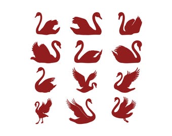 Swan Bird Bundle Embroidery Design, Elegant Swan, Flying Swan Embroidery, Cute Valentine Swan Machine Embroidery Design Files, 6 Sizes
