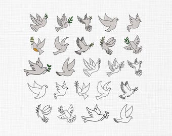 Bordado de palomas, bordado de palomas en vuelo, archivos de bordado a máquina con apliques de pájaro de la paz, patrón de bordado "Amor y libertad", 6 tamaños