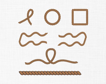 Diseño de bordado de manojo de cuerdas náuticas, Diseño de bordado de formas de cuerda, Archivos de diseño de bordado a máquina de borde de cuerda náutica, 6 tamaños